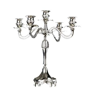 Imagem de Castiçal clássico criativo castiçal de liga rústica castiçal banhado a prata hotel clube decoração de casa castiçal castiçal castiçal (tamanho: 1) ()