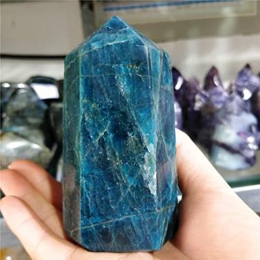 Imagem de Cheio de textura natural azul apatita varinha cristal torre grossa decoração de mesa sala de estar moderno Feng Shui artesanato pedras preciosas (tamanho: 430-480g)