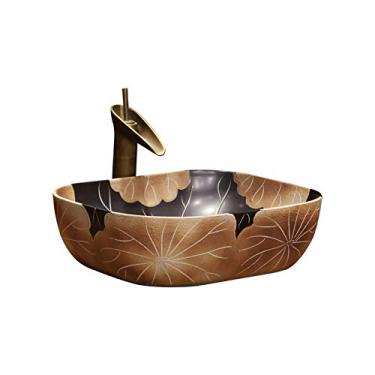 Imagem de Pia de banheiro acima do balcão porcelana cerâmica vaso banheiro pia durabilidade e resistência a manchas pia cerâmica arte bacia