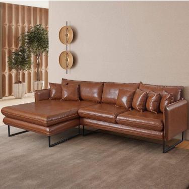Imagem de Sofá Jade Com Chaise Lateral Esquerda 2,84m Corino