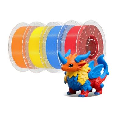 Imagem de Creality Conjunto de filamentos RFID para impressora 3D, filamento Hyper PLA de 1,75 mm para impressão 3D, filamento Hyper PLA RFID, alta precisão, carretel de 1 kg (laranja+amarelo+azul + vermelho)