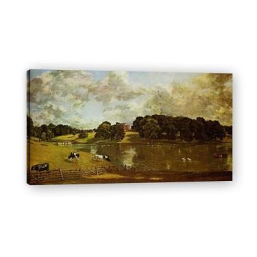 Imagem de Tela Wivenhoe ParkJohn Constável: Cenas autênticas da natureza britânica do século XIX, arte da Royal Academy 50 x 100 cm emoldurada