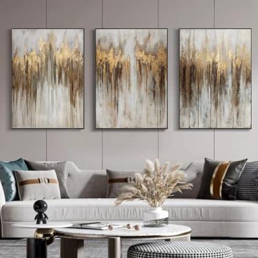 Imagem de Arte abstrata de parede em ouro branco bege pintura moderna folha dourada impressão marrom neutro folha dourada arte abstrata para parede neutra bege pintura moderna marrom branco cinza imagem para