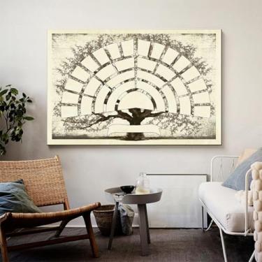 Imagem de Pôster genealógico de geração de gráfico de árvore genealógica, gráfico de ascendência preenchível em branco, moldura de imagem grande para decoração de parede presente para membros 39,9 x 59,9 cm