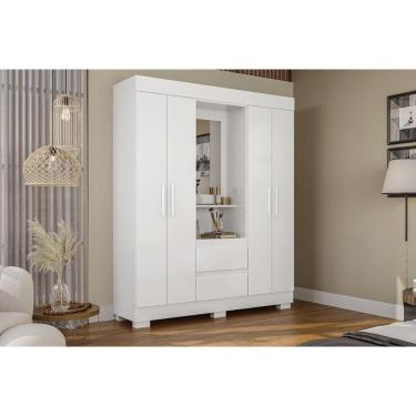 Imagem de Guarda Roupa Solteiro 4 Portas E 2 Gavetas C/ 1 Espelho Isabely Branco - Acp