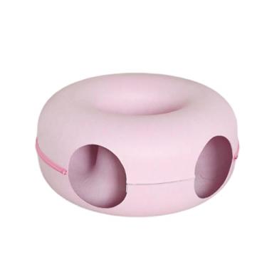 Imagem de Stgfyxgs Brinquedo Túnel de Rosquinha para Gatos, Casinha de Feltro com Buraco para Fazer Xixi, Treinamento, Brinquedo Interativo, Esconderijo para, Família de, Rosa