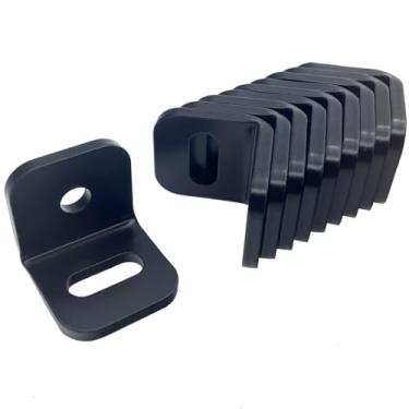 Imagem de 10 peças de 3,5 cm suportes de clipes de viga preta ajustáveis, ferro angular com furos G suportes resistentes para vigas de madeira vigas de madeira, carga máxima de 190 kg, espessura de 3/40.6 cm