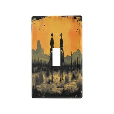 Imagem de Blueangle Capa de placa de parede para interruptor de luz - American West Cowboy Capa decorativa para tomada de parede, tamanho 1 - gangue 4,53 x 2,76 polegadas (580)
