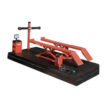 Imagem de Esquirla Maquete de oficina mecânica com máquina de alinhamento, escala 1/64, ferramentas em miniatura para reparo de carros.