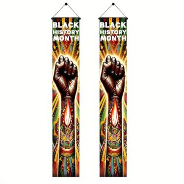 Imagem de BlissYard Banners do mês da história negra para portas de arte africana externa conjunto faixa de alpendre de boas-vindas cultural exibição de entrada para casa placa suspensa suprimentos de festa 30