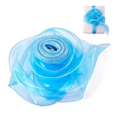 Imagem de Bestewelry Fita de cauda de peixe com glitter de 15 metros fitas largas de poliéster brilhantes fitas transparentes para buquê de flores, embalagem de presente de dia dos namorados, decoração de