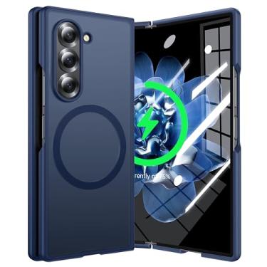 Imagem de NJROW Capa magnética para Samsung Galaxy Z Fold 6 compatível com MagSafe [carregamento rápido sem fio][anti-impressões digitais] [à prova de choque militar] [à prova de choque militar] Capa de