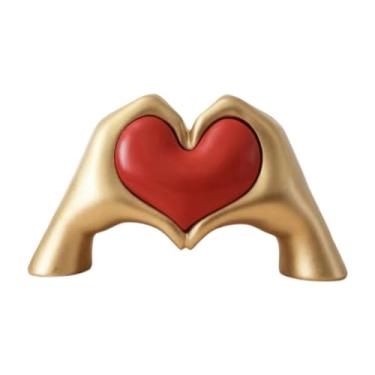 Imagem de WeiLaiKeQi Escultura em resina em formato de coração representando uma mão em gesto de amor, decoração para mesa ou lareira.