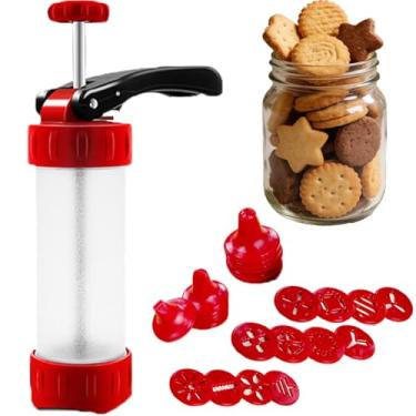 Imagem de MáQuina Manual Para Fazer Biscoitos, Conjunto De Prensa Para Biscoitos Com 12 Moldes Decorativos E 10 Bicos De Confeitar Para Uso DoméStico, Em Confeitarias E Lojas De Bolos