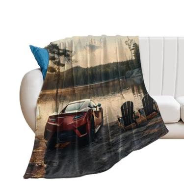 Imagem de HouLaiZhe Cobertor super macio de flanela JDM carro NSX lazer fresco leve cobertor refrescante para sofá-cama cadeira sofá carro viagem ao ar livre leve quente 127 x 152 cm