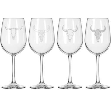 Imagem de MIP Conjunto de 4 taças de vinho para presente de vinho tinto ou branco, coleção de caveira de vaca ocidental (473 ml de haste alta)