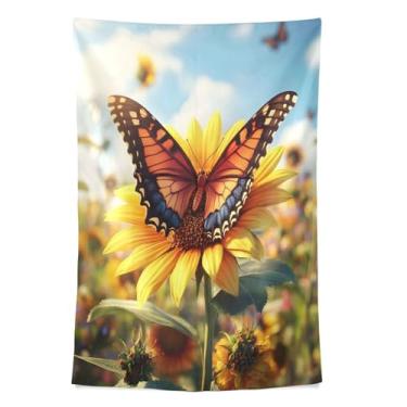 Imagem de STAYTOP Tapeçaria de parede de girassóis bonitos tapeçarias para decoração de casa decoração de dormitório sala de estar quarto tapete de parede (60 × 51 polegadas)