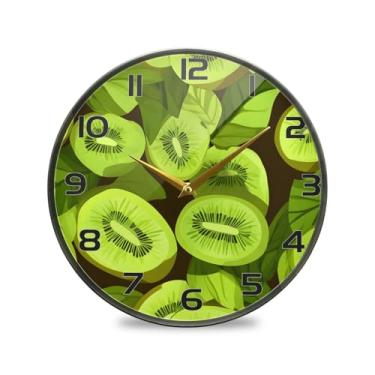 Imagem de YETTASBIN Relógio de parede acrílico Kiwi Fruit - Silencioso, sem tique-taque, operado por bateria, relógio redondo decorativo criativo para cozinha, sala de estar, banheiro, decoração de escritório