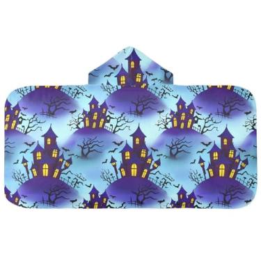 Imagem de Burbuja Toalha de banho com capuz de laço rosa para crianças, toalha de praia de pelúcia macia absorvente para chá de meninas e meninos 3-10 anos, 61 x 127 cm