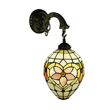 Imagem de Arandelas de parede estilo Tiffany, luminária de parede barroca com vitrais, estilo vintage com flores campestres, para quarto, cabeceira, corredor e varanda.