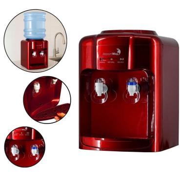 Imagem de Bebedouro Refrigerado Água Gelada Natural Galão Garrafão Mesa Eletrônico Vermelho 220V Importway