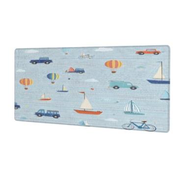 Imagem de Tapete de rato grande com padrão azul para carro, à prova d'água, tapete protetor de mesa estendido para computador, base de borracha antiderrapante para escritório, computador, teclado, laptop e mesa