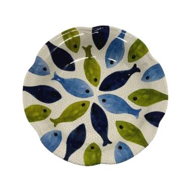 Imagem de Prato Fundo de Melamina Branco C/Estampa de Peixes 20cm Entrecasa