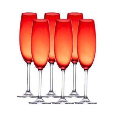 Imagem de Jogo de 6 Taças para Champanhe - Gastro - Cristal Ecológico - 220ml - Vermelho - Bohemia