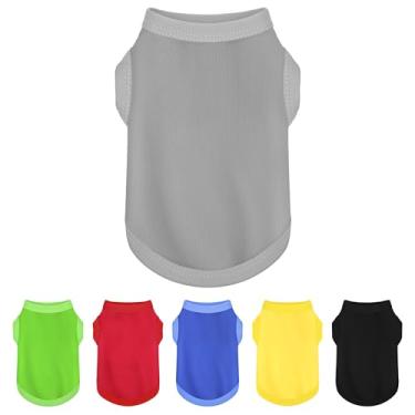 Imagem de Eleve o quociente de moda do seu cão com camisas de algodão sem mangas coloridas e respiráveis! Roupa perfeita para animais de estimação para cães pequenos a médios Cinza PPP