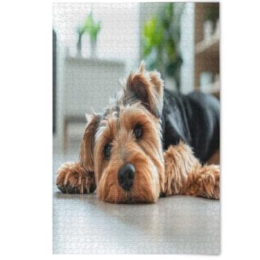 Imagem de Quebra-cabeças 500 peças para adultos fofo cachorro de desenho animado marrom preto amigos família presentes divertidos quebra-cabeças para a família decoração de arte de animais, 500 peças, 52 cm x