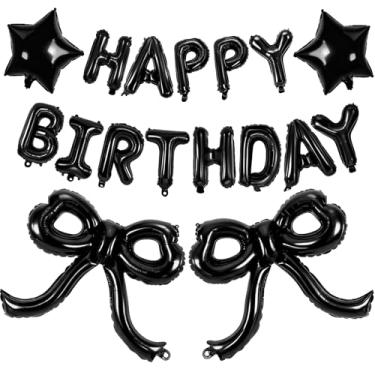 Imagem de Balão preto de feliz aniversário, balões de arco preto, 40,6 cm, letras metálicas, faixa, decoração de festa, sinal de aniversário para mulheres, meninas, homens, artigos de festa