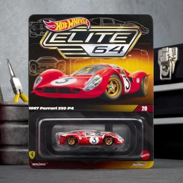 Imagem de Hot Wheels Elite 64 1967 Ferrari 330 P4 – 1:64 Scale Premium Die-Cast Collector Car, Red Rosso Corsa with Opening Rear Clamshell & Real Riders Wheels
