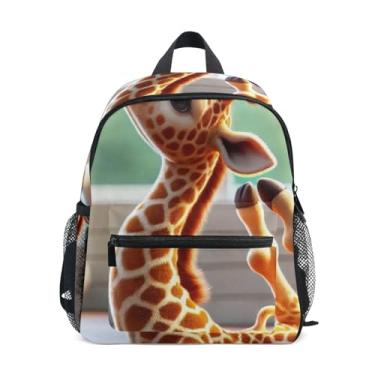 Imagem de GAIGEO Cute Giraffe Yoga Funny Backpacks for Kids with Whistle, Adjustable Chest Strap, Baby Girl Backpack Lightweight & Compact for Ages 3-8
