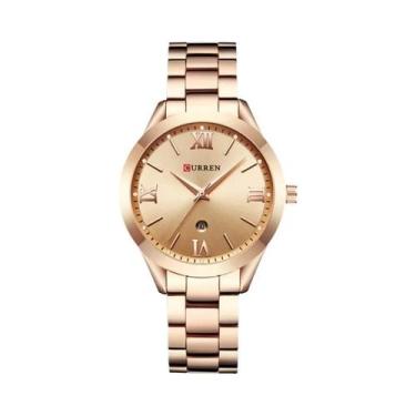 Imagem de CURREN Relógio Dourado Feminino Relógio com Pulseira de Aço para Mulhe