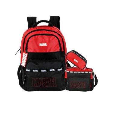 Imagem de Kit Marvel Avengers Mochila Costas + Lancheira + Estojo Luxo - Luxcel,