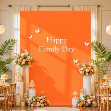 Imagem de Capas de fundo de arco quadrado laranja de 1,8 m x 1,8 m de elastano, com elástico para chá de bebê, festa de aniversário, chá de panela, decoração de fotografia de fundo