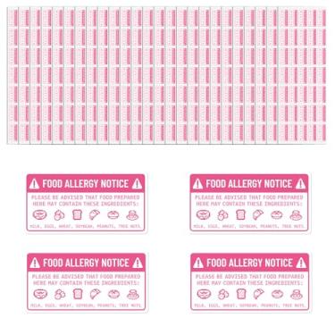 Imagem de 500 Unidades Adesivo de Alergia Alimentar, 5x2,5cm Autoadesivo Etiquetas de Aviso Alergia Alimentar Adesivo Aviso Removível para Confeitaria para Padarias Lojas Biscoitos Restaurantes e Cozinhas