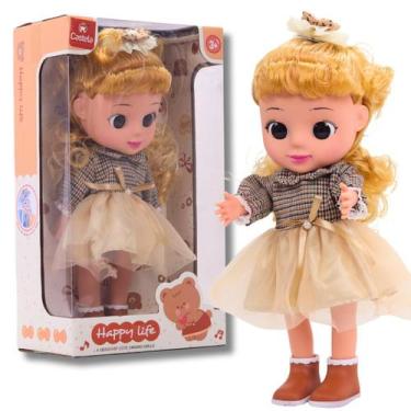 Imagem de Boneca Happy c/Som Loira Vestido Bege CBS0959-Castela
