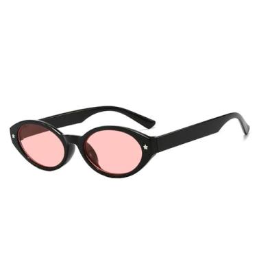 Imagem de Óculos de Sol Femininos e Masculinos Jelly Color Oval Rivets com Proteção UV400 para Esportes ao Ar Livre, Corrida e Ciclismo, Preto e Rosa