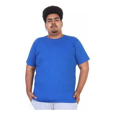 Imagem de Camiseta Masculina Plus Size Lisa Básica Confortável Azul - Tech Malha