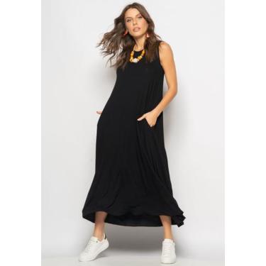 Imagem de Vestido Longo Regata Com Bolsos Preto Salvatore, M