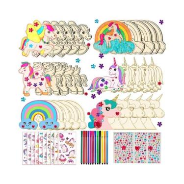 Imagem de Conjunto De Artesanato Em Madeira De Unicórnio Para Meninos E Meninas 