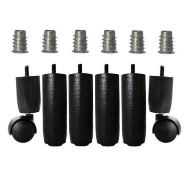 Imagem de Kit Pé Tdc 4x2 Preto C/ Buchas 12cm Cama Box Baú Solteiro - Zoe & Char