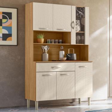 Imagem de Armário De Cozinha Compacta Mdf 6 Portas Paris Plus - Freijó-soft
