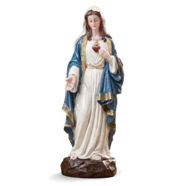 Imagem de Bucherry Estátua do Imaculado Coração de Maria Católico 25,4 cm A Figura da Mãe Santíssima Virgem Maria para altar, decoração de casa devota, presentes religiosos para a mamãe, decoração de interior