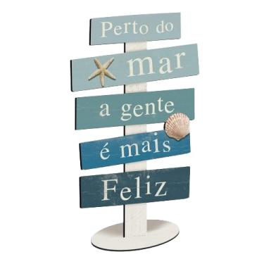Imagem de Decoração de Mesa com Pedestal - Perto do Mar a gente é mais Feliz