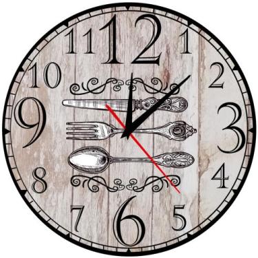 Imagem de Relógio De Parede Cozinha Talheres Retrô Vintage 30cm - Intempo Design