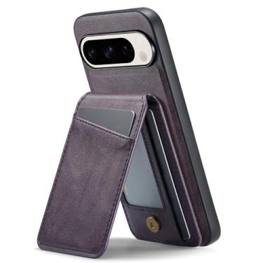 Imagem de Generisch Capa de couro para Google Pixel 9 Pro XL / 9 Pro / 9, capa com suporte para cartão de sucção magnético, compatível com carregamento sem fio, capa de telefone removível (roxo, 9)