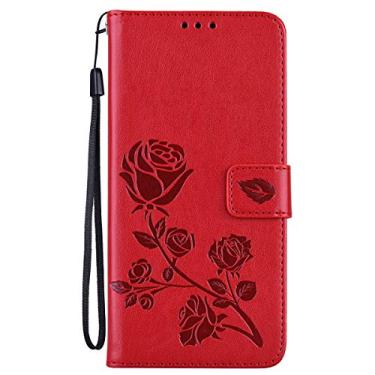 Imagem de TUWZID Capa para celular Samsung Galaxy A16 5G carteira, Galaxy A16 5G capa carteira para mulheres homens couro suporte magnético capa flip capa para Samsung Galaxy A16 5G (um vermelho)