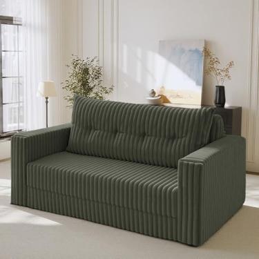 Imagem de HABUTWAY Sofá-cama dobrável, cadeira conversível 2 em 1 com travesseiro, cadeira dobrável portátil com apoio de braço, sofá confortável para sala de estar, quarto, dormitório, escritório, verde